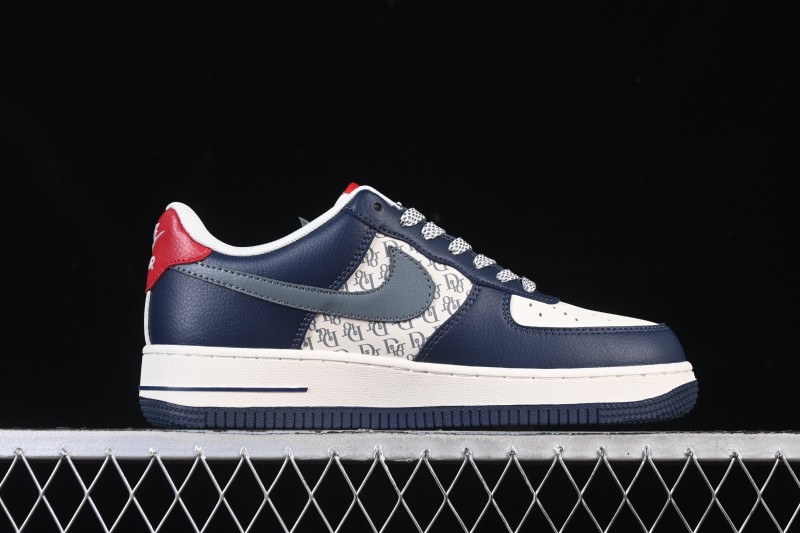 Nike Air Force 1 '07 Low Dior Collaboration White Blue Gray Hook Casual Sneakers - XD2588-603