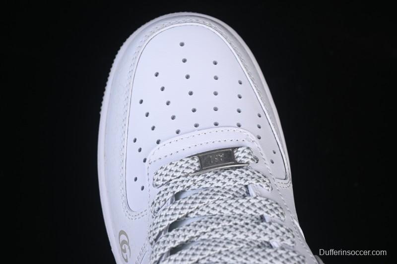 Nike Air Force 1 '07 Low Gucci Collaboration Light Gray Denim Glow-in-the-Dark Low-Top Casual Sneakers - XX3168-197