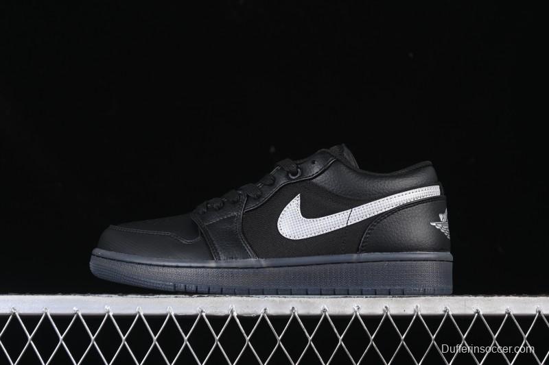 Nike Air Jordan 1 Low AJ1 Black White Canvas Patch Low Top Casual Basketball Shoes - HV5968-001
