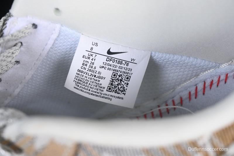 Nike Air Force 1 '07 Low LV Collaboration Grey Brown Floral Canvas Casual Sneakers - DF0188-076