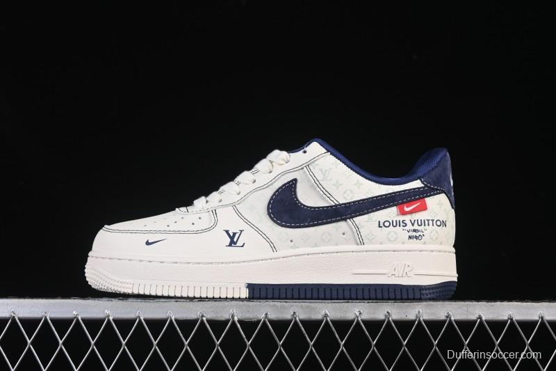 Nike Air Force 1 '07 Low LV Collaboration Print Light Blue Swoosh Casual Sneakers - MZ9588-817