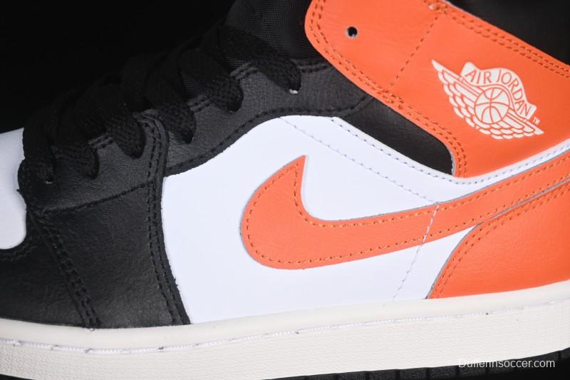 Nike Air Jordan 1 Mid AJ1 Black White Orange - DQ8426-801