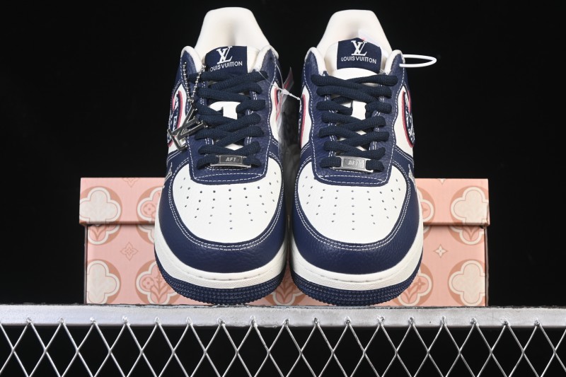 Nike Air Force 1 '07 Low Supreme Collaboration White Blue Wine Red Casual Sneakers - YF9511-801