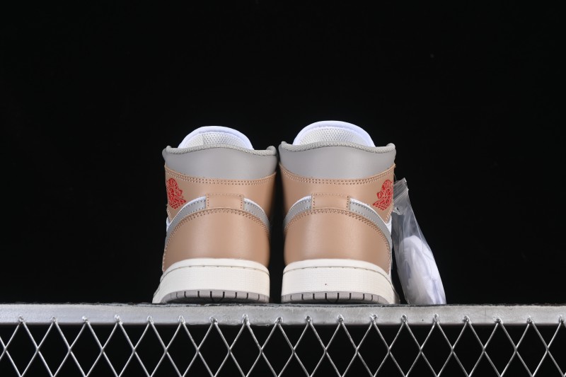 Nike Air Jordan 1 Mid AJ1 White Wheat Mid-Top Casual Sneakers - DQ8426-200