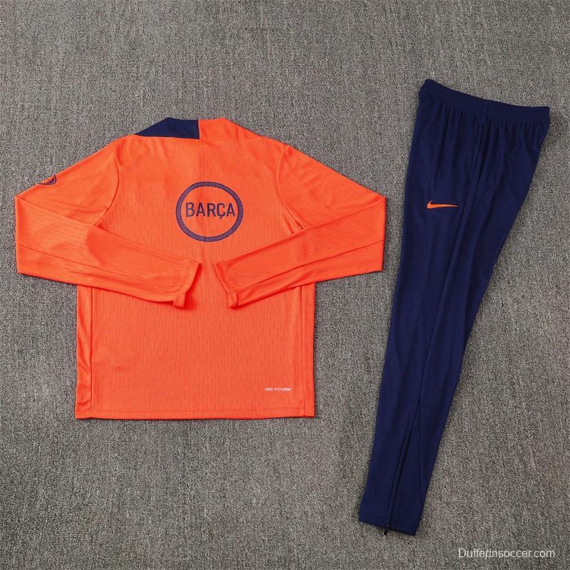 Player Version 25/26 Barcelona Orange T90 Half Zipper Jacket+Long Pants