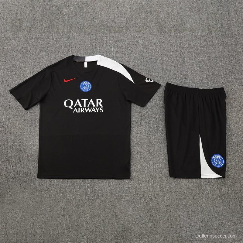 25/26 PSG Black T90 with XS Short Sleeve+Soccer Shorts