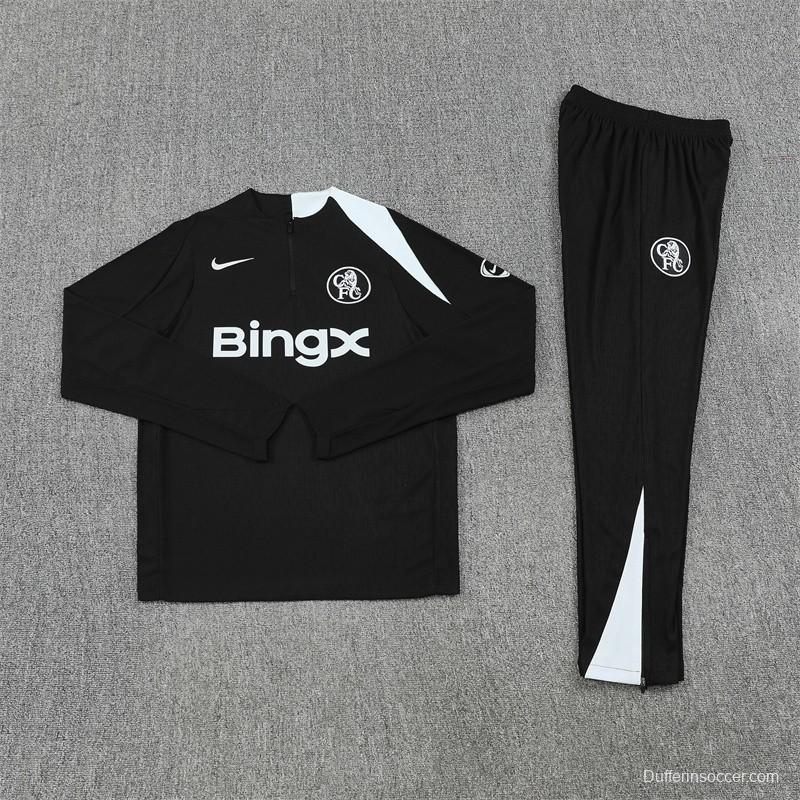 Player Version 25/26 Chelsea Black T90 Half Zipper Jacket+Long Pants
