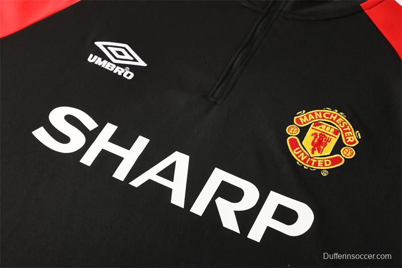 Retro 98/99 Manchester United Black Half Zipper Jacket