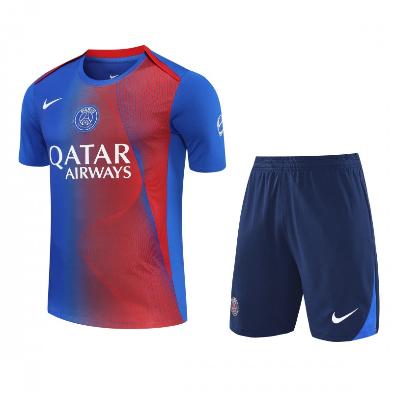 25/26 PSG Red/Blue Short Sleeve Jersey+Shorts