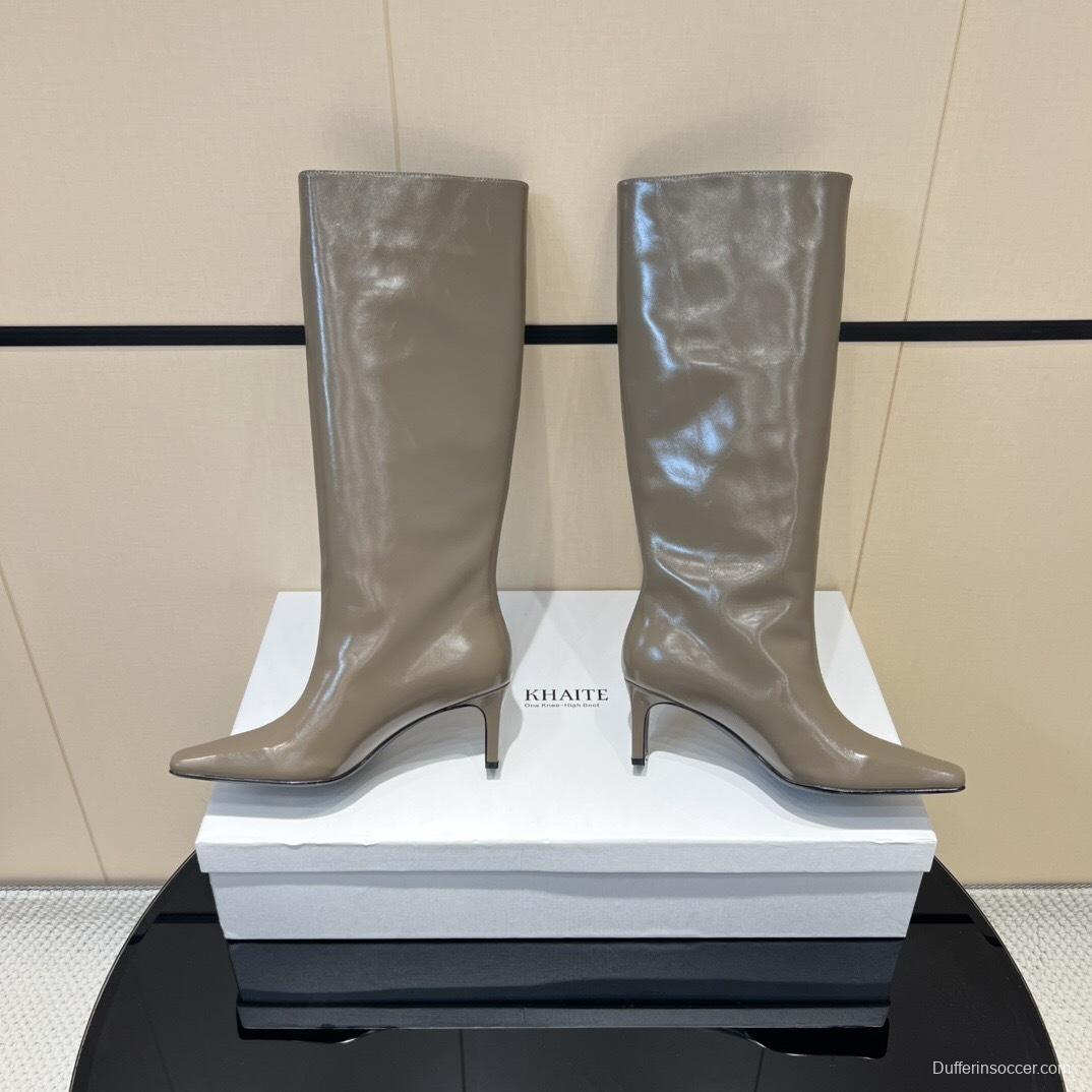 Khaite 2025/SS Square Toe Slip-On High Boots - KFY00490