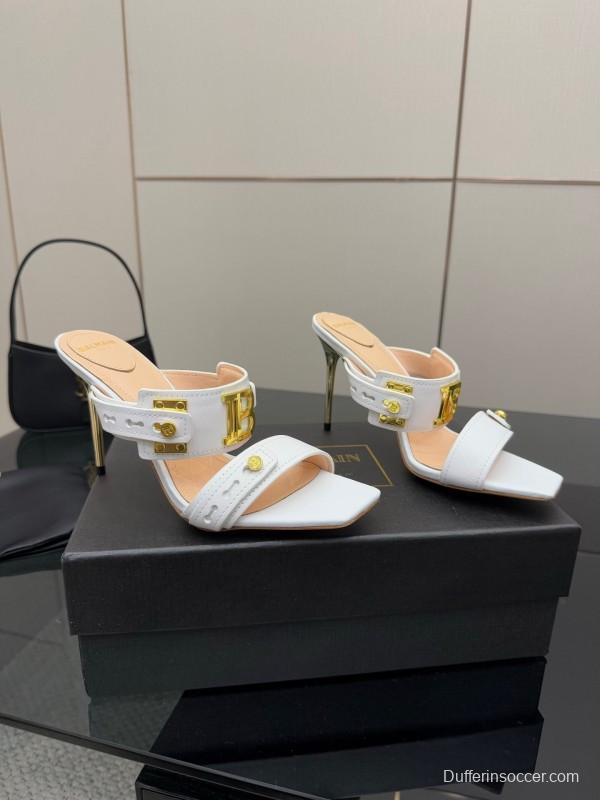 Balmain 2025 SS Metal Heel High Heel Sandals - KFY00320