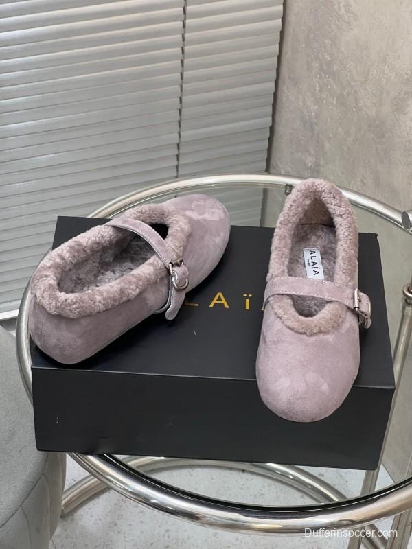 Alaia Fall/Winter 2025 Wool Mary Jane Ballet Flats - KFY00310