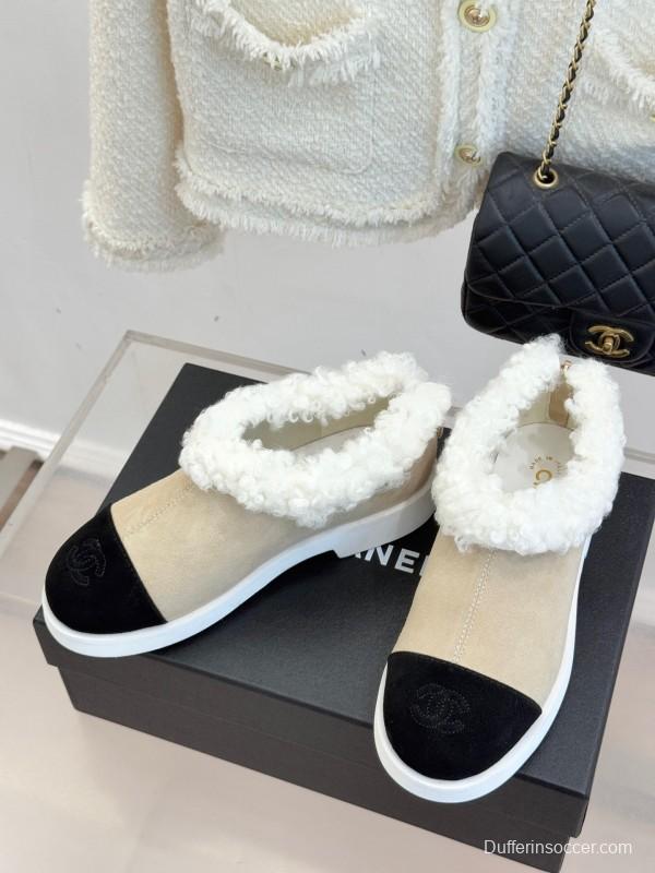 Chanel 2025/SS Double C Color-Block Shearling Snow Boots - KFY00270