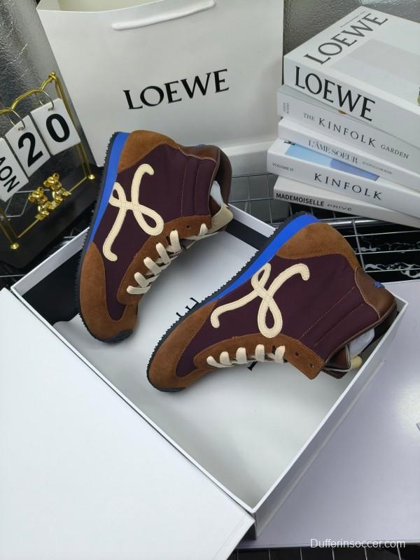 LOEWE High-Top German Training Sneakers Retro Fashion Casual White Shoes - LY00330