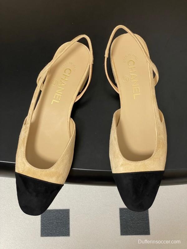 Chanel Sling-back Two-tone Suede Flats/Heels - KFY00280
