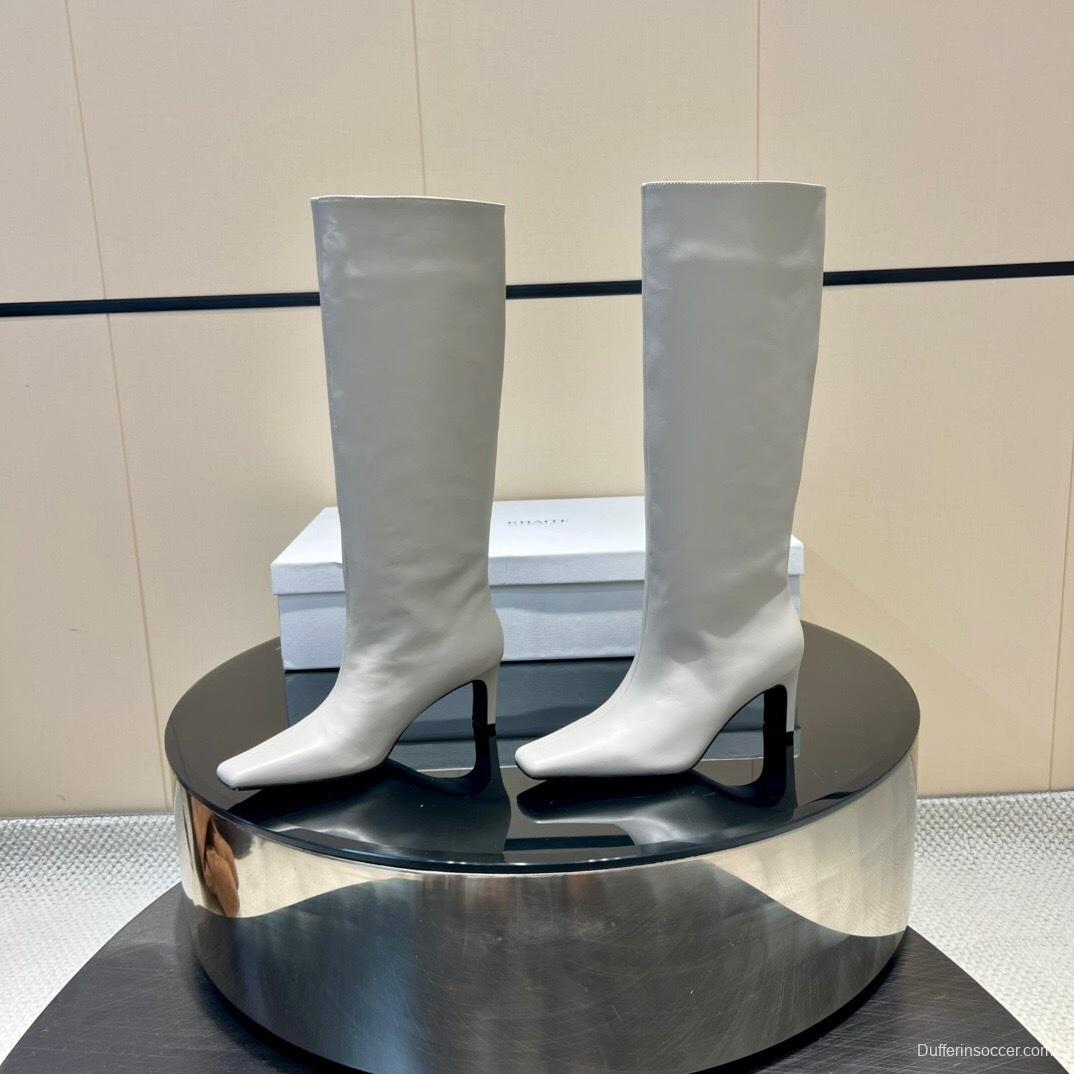 Khaite 2025 SS Square Toe Slip-On High Boots - KFY00490