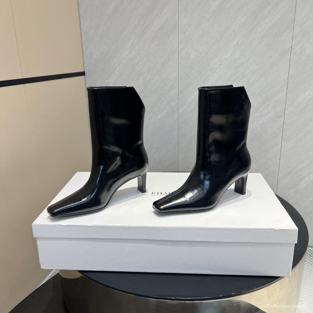 Khaite 2025/SS Fashion Square Toe Slip-On Ankle Boots - KFY00390
