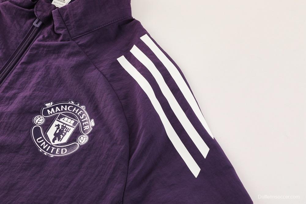 25/26 Manchester United Purple S-2XL Half Zipper Jacket+Long Pants