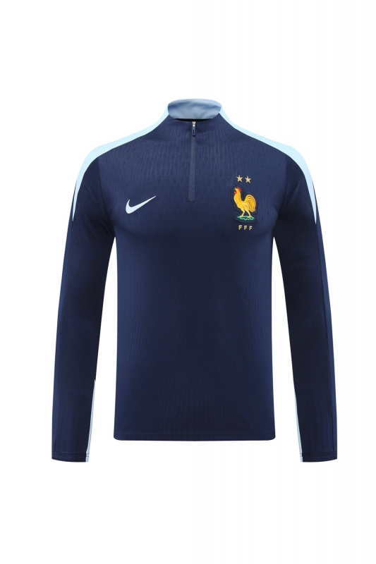 2025 France Royal Blue Half Zipper Jacket+Long Pants