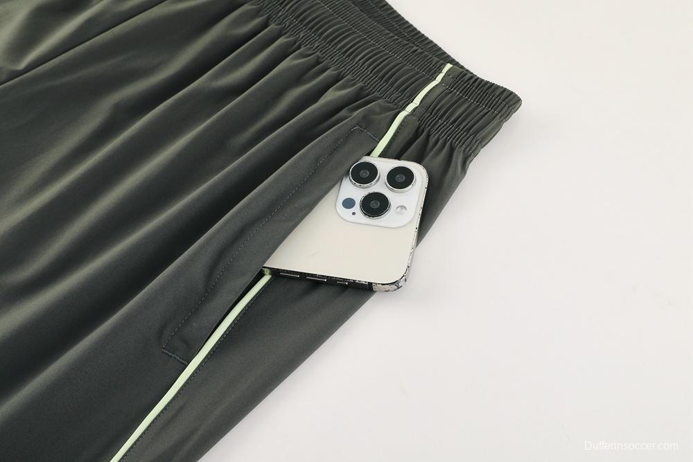 25/26 Real Madrid Light Green Half Zipper Jacket+Long Pants S-3XL