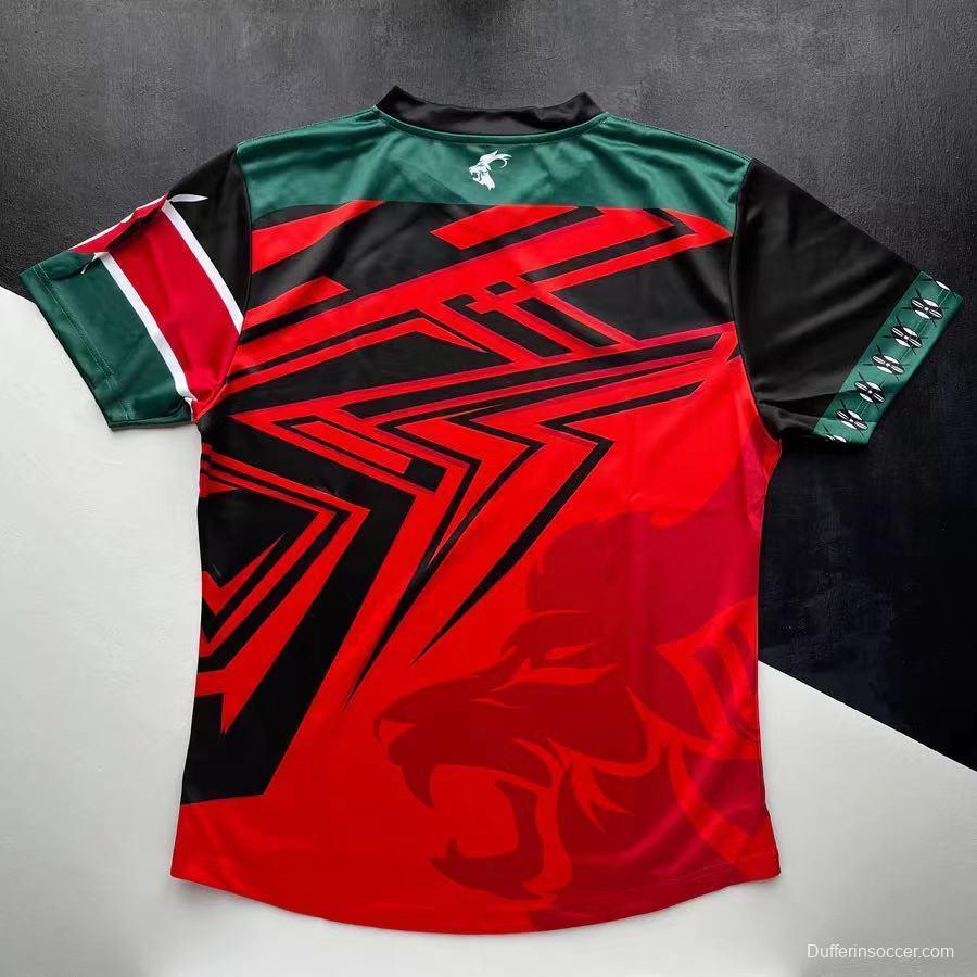 2026 Kenya Red with Black Geometric Stripes and Green Sleeves Jersey