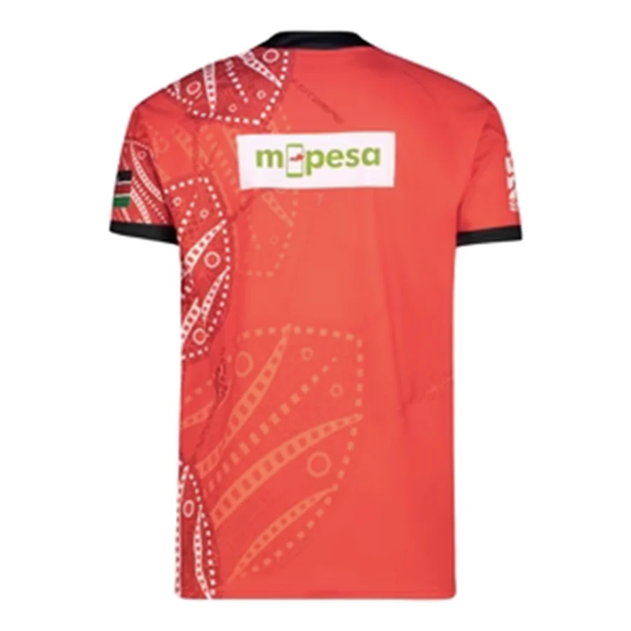 2026 Kenya Home Red with Black Trim and African Tribal Geometric Pattern Jersey