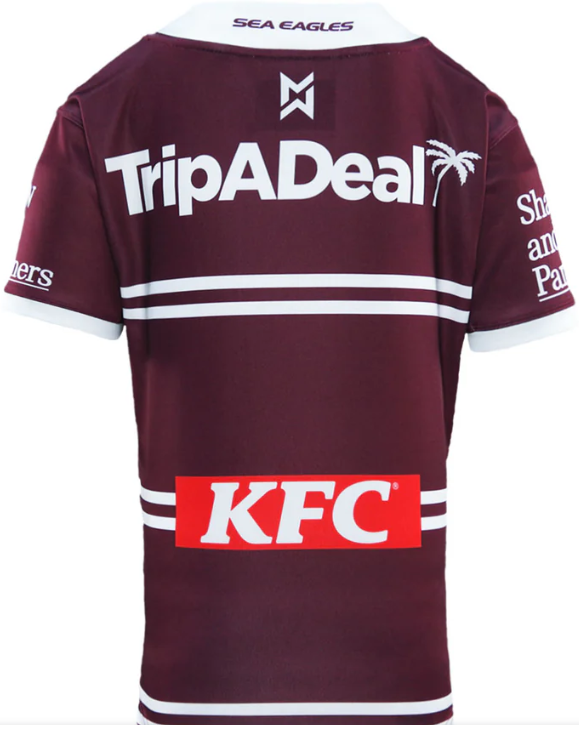 2025 Manly Warringah Sea Eagles Maroon with White Hoops Home Jersey