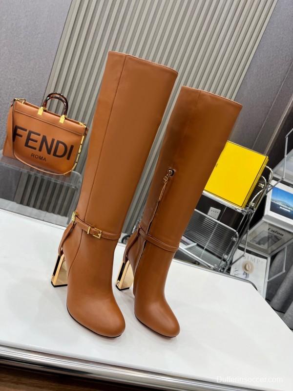 FENDI Delfina Round Toe Boots with FF Buckle - LY00520