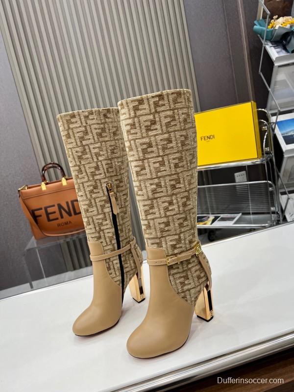 FENDI Delfina Round Toe Boots with FF Buckle - LY00
