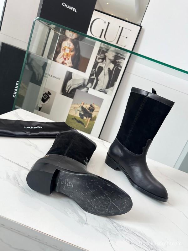 Adidas 2025 SS Suede Color-Block Slip-On Equestrian Boots Retro Western Cowboy Boots - LY00350