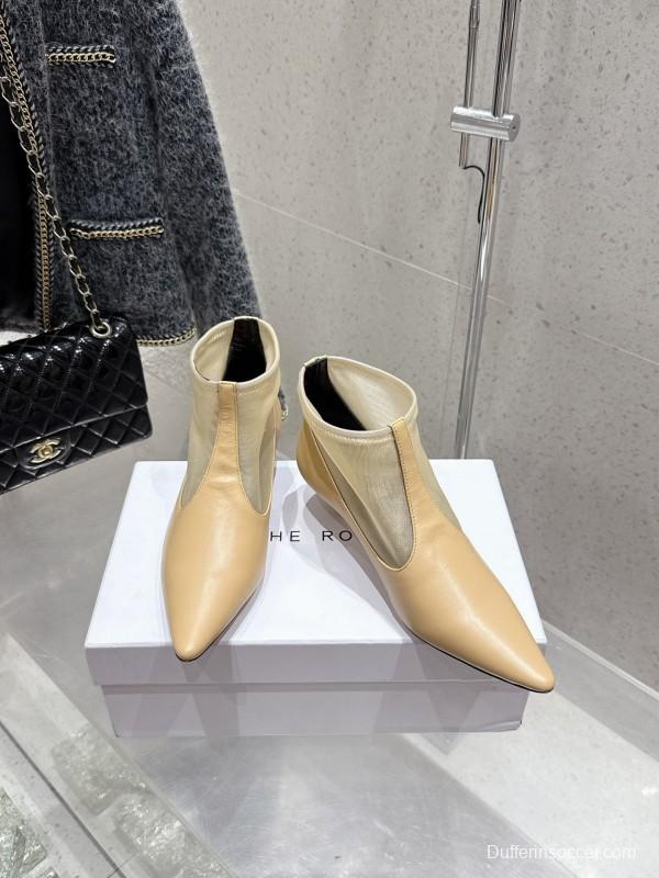 THEROW 2025SS French Retro Minimalist Mesh Kitten Heel Sandals - KFY00320