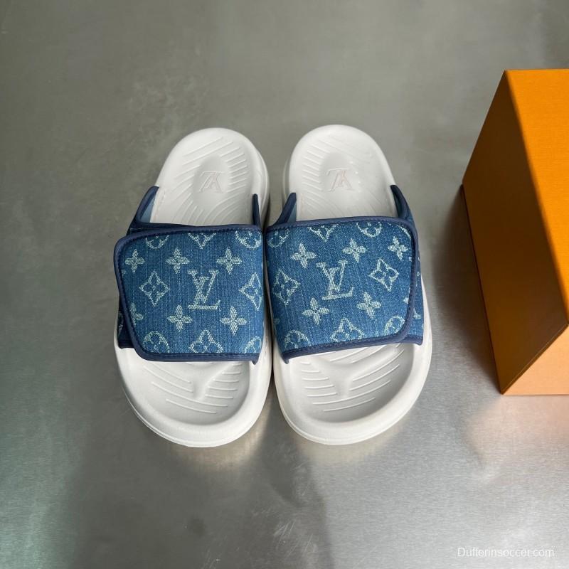 Louis Vuitton Miami Mule Slip-On Sandals with Hook-and-Loop Fastener - YC