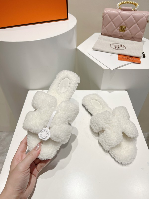 Hermès Teddy Wool Flat Slippers - LY00240