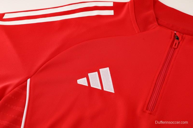 25/26  Adidas Red/White Full zipper Jacket Tracksuit+ long pants