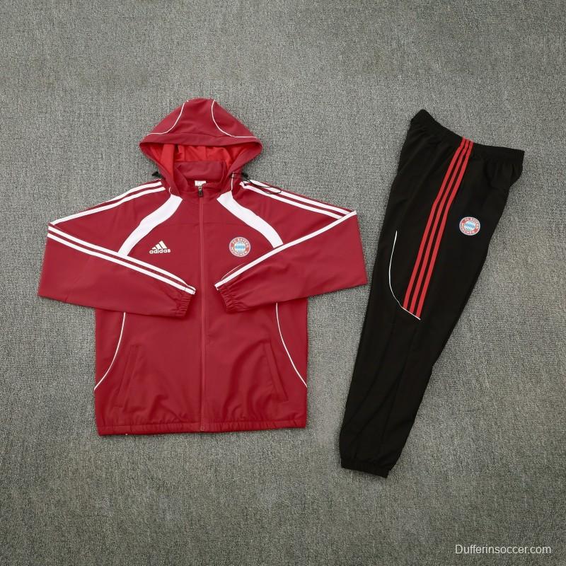 25/26  Bayern Munich Red Full zipper Jacket Tracksuit+ long pants