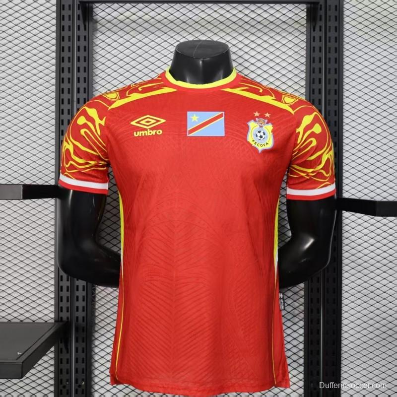 Player Version 2026 DR Congo Away Red Yellow Flame Jersey
