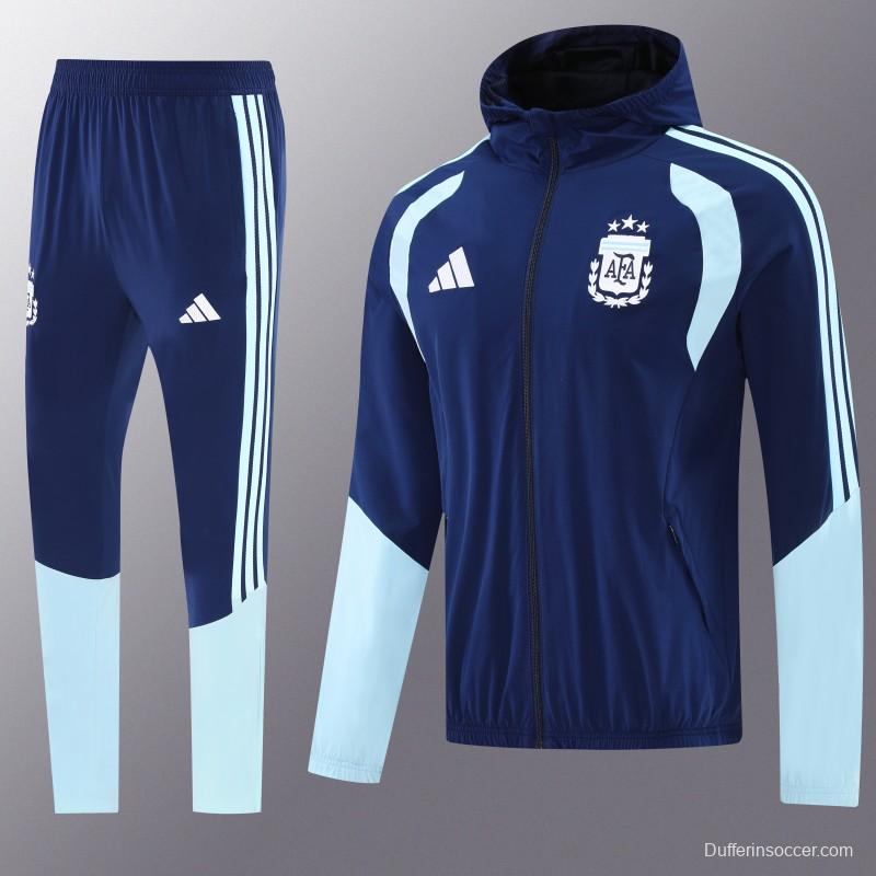 2026 Argentina Navy Blue Full Zipper Jacket + Long Pants