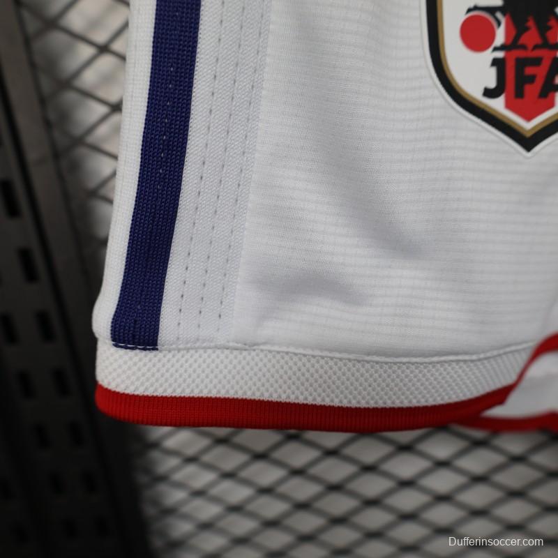 2026 Player Version Japan White with Navy Blue Stripes Shorts