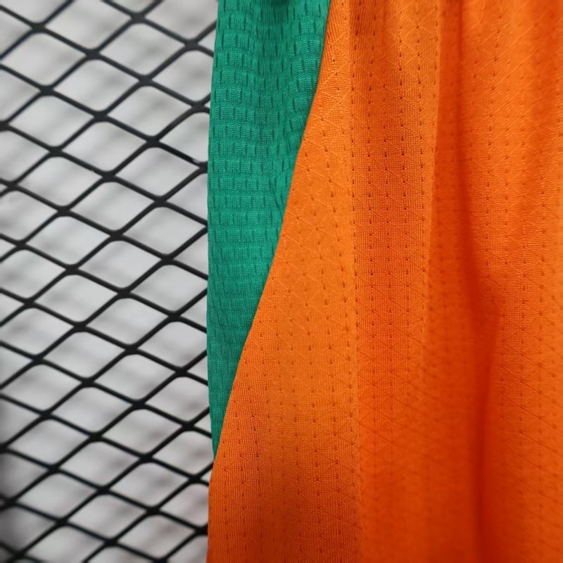 2026 Player Version Ivory Coast Orange with Green Side Panels Shorts