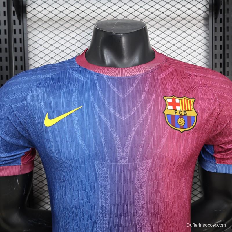 Player Version 25/26 FC Barcelona Blue & Burgundy with Geometric Gradient Pattern Jersey