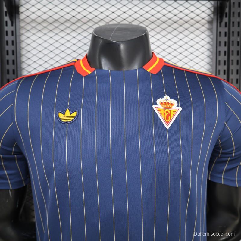 2026 Player Version Spain Navy Blue with Thin Yellow Pinstripes Jersey