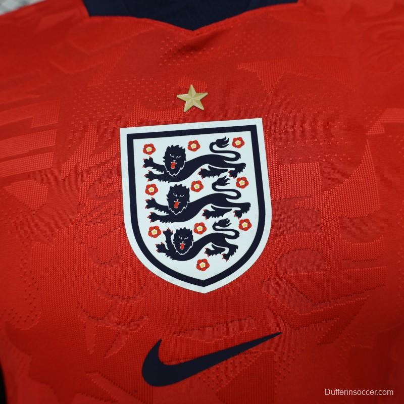 2026 Player Version England Red with Abstract Graphic Pattern Jersey