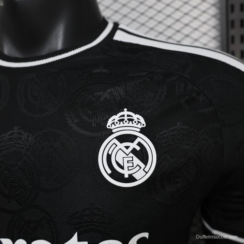 25/26 Player Version Real Madrid Black with Subtle Crest Pattern Jersey