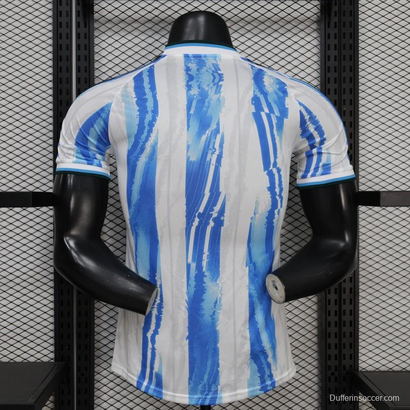 2026 Player Version Argentina White and Light Blue with Brushstroke Stripes Jersey