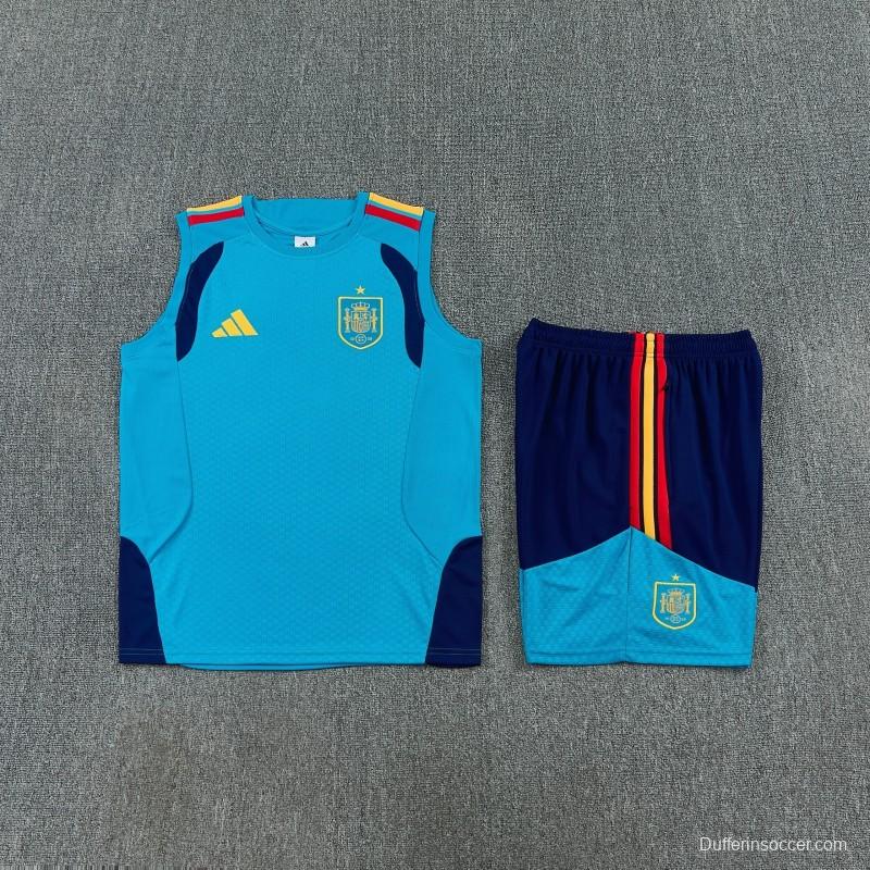 26/27 Spain Light Blue Sleeveless Training Vest +Soccer Shorts