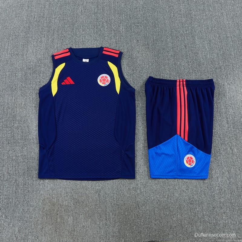 26/27  Colombia Navy Blue Sleeveless Training Vest +Shorts Set