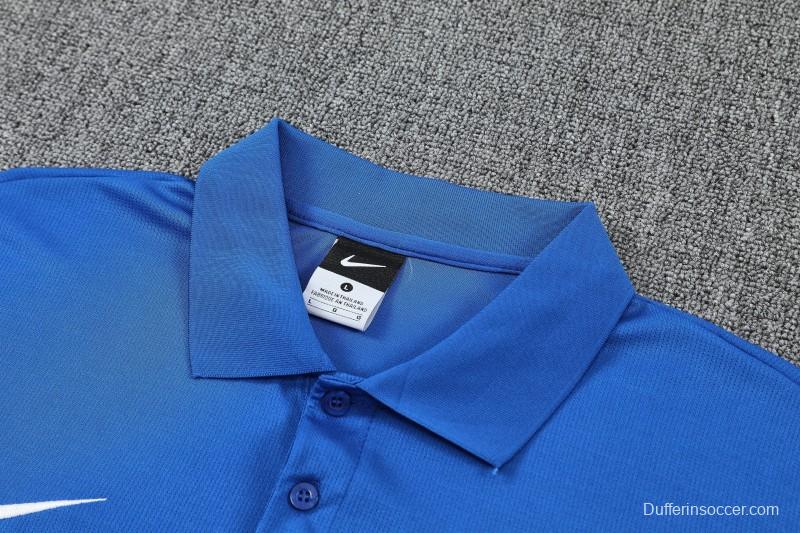 26/27  Atletico Madrid Blue  Polo Training Shirt + Long Pants Tracksuit