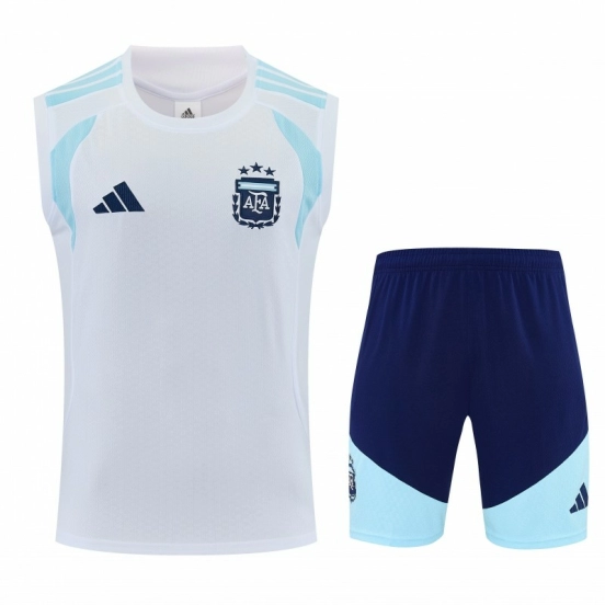 26/27 Argentina White Sleeveless Training Vest +Soccer Shorts