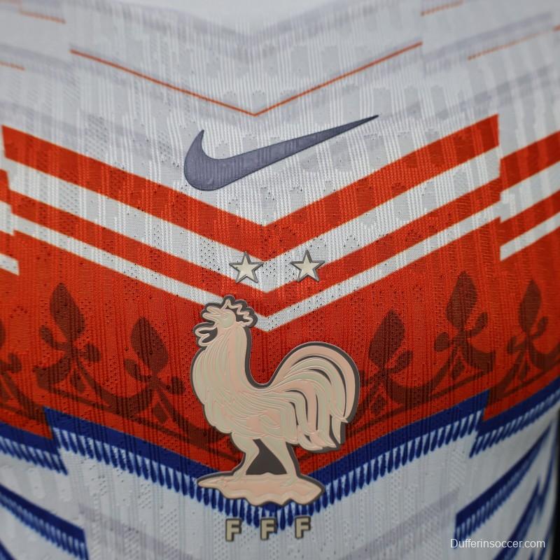 Player Version 2026 France Away White with Red & Blue Chevron Stripe Special Edition Jersey