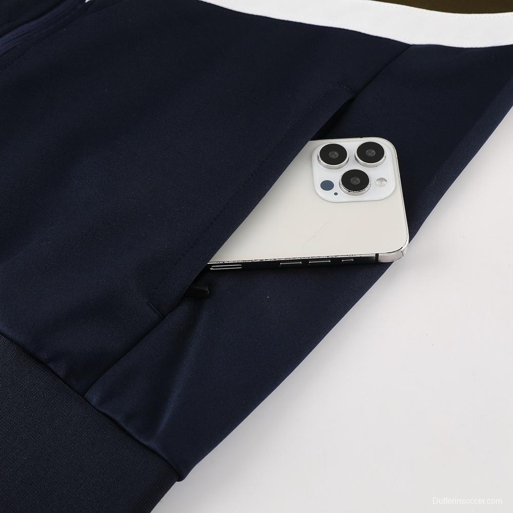 26/27 Napoli Navy Blue  Full Zipper Jacket Tracksuit + Long Pants